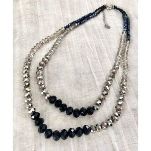 Ali-Khan Double-Strand Beaded Necklace Faceted Sparkly